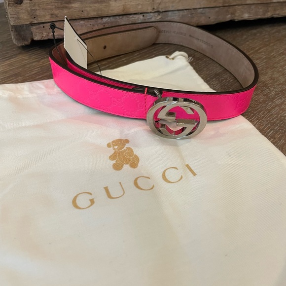 Gucci Accessories Gucci Kids Hot Pink Logo Leather Belt Nwt Rare